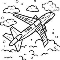 Airplane coloring pages. Airplane outline illustration vector