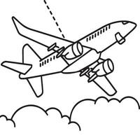 Airplane coloring pages. Airplane outline illustration vector