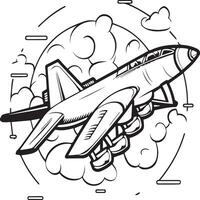 Airplane coloring pages. Airplane outline illustration vector