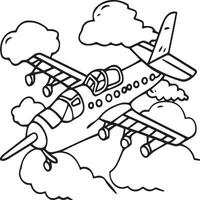 Airplane coloring pages. Airplane outline illustration vector