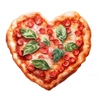 ai generado Pizza de amor enamorado en forma de corazon Pizza - delicioso romance para sentido celebraciones png