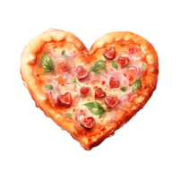 ai generato Pizza di amore San Valentino a forma di cuore Pizza - delizioso romanza per sentito celebrazioni png