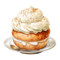 AI generated Fluffy Delight Easter Semla - A Culinary Celebration of Almond and Cream png