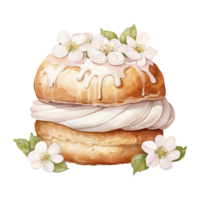 AI generated Fluffy Delight Easter Semla - A Culinary Celebration of Almond and Cream png