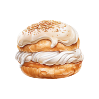 AI generated Fluffy Delight Easter Semla - A Culinary Celebration of Almond and Cream png