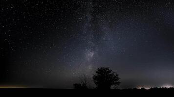 Timelapse of moving stars and The Milky Way in night sky. 4K video