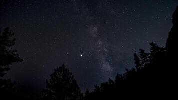 Time lapse of moving galaxy milky way in starry sky. video