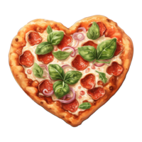 ai generato Pizza di amore San Valentino a forma di cuore Pizza - delizioso romanza per sentito celebrazioni png