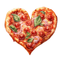 ai generado Pizza de amor enamorado en forma de corazon Pizza - delicioso romance para sentido celebraciones png