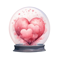 AI generated Enchanting Keepsake Valentine's Day Snowglobe - Romantic Scene Expressing Love png