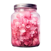 AI generated Elegant Blooms Valentine's Day Rose Petal in Jar - Beautiful Fragrance Expressing Love png