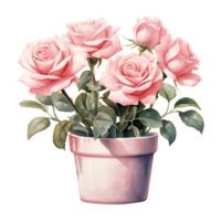 ai generato fioritura amore San Valentino rosa rosa nel pentola - bellissimo floreale fascino per sentito celebrazioni png