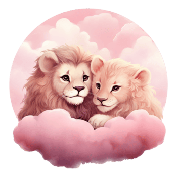 ai genererad glad cuddles valentine par lejon - förtjusande lejon för din särskild valentine png