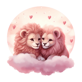 ai genererad glad cuddles valentine par lejon - förtjusande lejon för din särskild valentine png