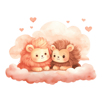ai genererad glad cuddles valentine par lejon - förtjusande lejon för din särskild valentine png