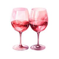 ai gerado romântico trago namorados vinho óculos - festivo artigos de vidro para realçar seu dia dos namorados dia png