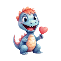 ai généré imaginatif l'amour Valentin charmant dinosaure - mignonne et coloré personnages pour votre festivités png