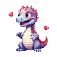 ai genererad fantasifull kärlek valentine härlig dinosaurie - söt och färgrik tecken för din fester png