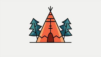 tent icon animation video 4k , camp and tree motion graphic video template