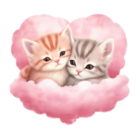 AI generated Cozy Cuddles Valentine Sleepy Kitten - A Cute and Comforting Companion for Love Celebrations png