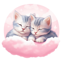 ai genererad mysigt cuddles valentine sömnig kattunge - en söt och tröstande följeslagare för kärlek fester png