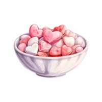 AI generated Sweet Love Symphony Valentine Candy Bowl - Tempting Sugary Delights for a Romantic Celebration png