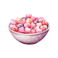 AI generated Sweet Love Symphony Valentine Candy Bowl - Tempting Sugary Delights for a Romantic Celebration png