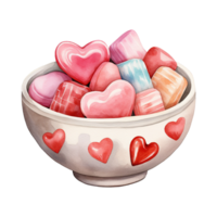 AI generated Sweet Love Symphony Valentine Candy Bowl - Tempting Sugary Delights for a Romantic Celebration png