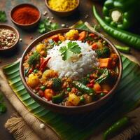 ai generado curry condimento polvo con ingredientes, esta es un común especia ,curry polvo en indio cocina foto