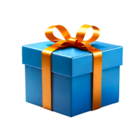 AI generated Blue gift isolated on transparent. Gift box Png. png