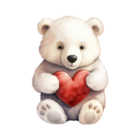 AI generated Chill in Love Valentine Polar Bear - A Heartwarming Addition to Your Valentine's Celebration png