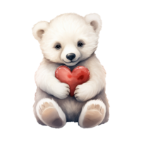 AI generated Chill in Love Valentine Polar Bear - A Heartwarming Addition to Your Valentine's Celebration png