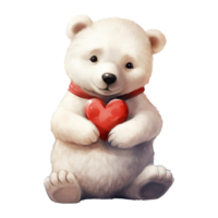 AI generated Chill in Love Valentine Polar Bear - A Heartwarming Addition to Your Valentine's Celebration png