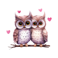 AI generated Wise Love Valentine Owl Couples - Adorable Feathered Companions for a Romantic Celebration png