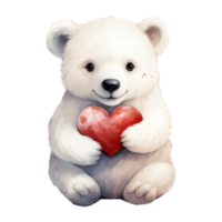 ai generado frío en amor enamorado polar oso - un reconfortante adición a tu San Valentín celebracion png