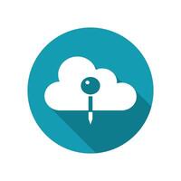 pin icon on cloud. isolated on white background vector
