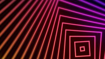 Pink square lines tech futuristic spin rotation motion effect loop background video