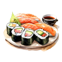 AI generated Sushi watercolor illustration png