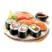 ai gerado Sushi aguarela ilustração png