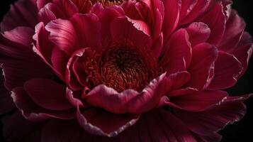 AI generated peony flower on black background photo