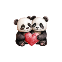ai gerado Preto e branco amor história namorados casal panda capturando corações com fofura e afeição png