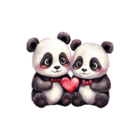 AI generated Black and White Love Story Valentine Couple Panda Capturing Hearts with Cuteness and Affection png