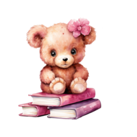 AI generated Sweet Valentine Pink Bear Sharing Love with a Book png