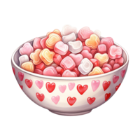 AI generated Sweet Love Symphony Valentine Candy Bowl - Tempting Sugary Delights for a Romantic Celebration png