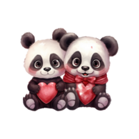 AI generated Black and White Love Story Valentine Couple Panda Capturing Hearts with Cuteness and Affection png