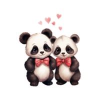 ai gerado Preto e branco amor história namorados casal panda capturando corações com fofura e afeição png