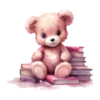 AI generated Sweet Valentine Pink Bear Sharing Love with a Book png