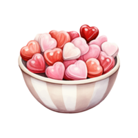 ai genererad ljuv kärlek symfoni valentine godis skål - frestande sugary glädjer för en romantisk firande png