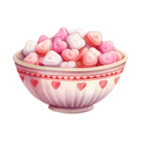 AI generated Sweet Love Symphony Valentine Candy Bowl - Tempting Sugary Delights for a Romantic Celebration png