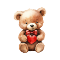 ai generado dulce romance San Valentín día osito de peluche oso - adorable y peludo símbolo de afecto png
